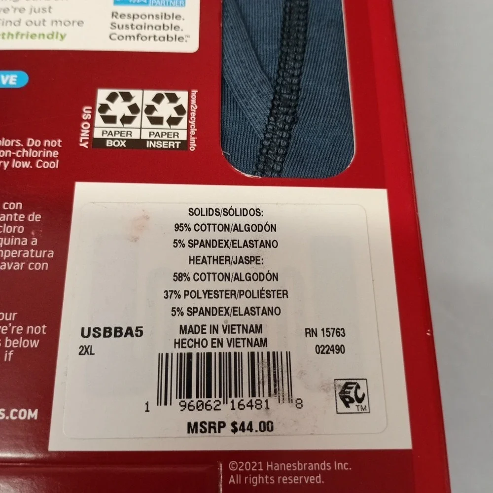 NEW Hanes Ultimate Men's Stretch Boxer Briefs, 5-Pack Size 2XL XXL Multicolor‎